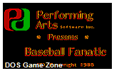Baseball Fanatic DOS Game